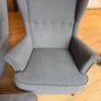 2 x Strandmon Ikea Chairs & Footstool Grey Image 5
