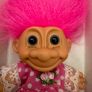 Vintage Troll Doll Polka Dot Dress Pink Hair approx. 10 cm. Please see photos Image 3
