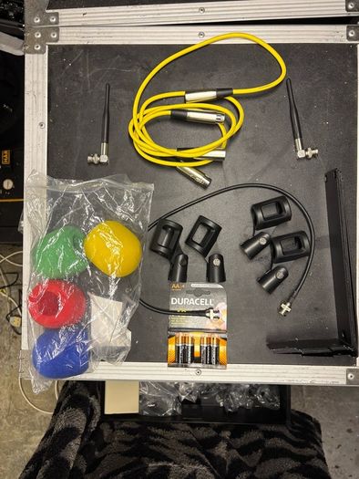 AKG radio microphone system:  4 x AKG HT 470 D Band 10 microphones with 4 x AKG SR470