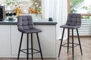 Set of 2 Bar Stools with Footrest in Retro Design 42 cm x 47 cm x 105 cm Gray