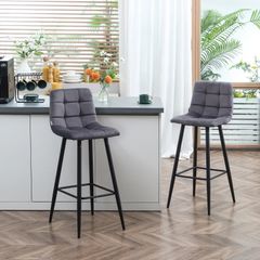 Set of 2 Bar Stools with Footrest in Retro Design 42 cm x 47 cm x 105 cm Gray