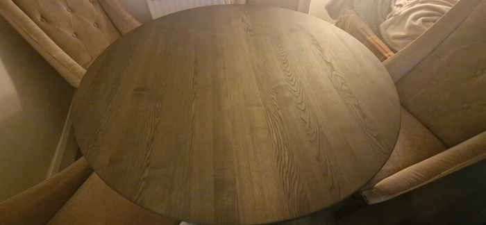 Luxury custom made mocha dining table with chairs