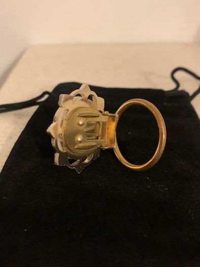 Vintage Gold plated German Porcelain Scarf Brooch 1960s