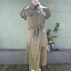 Khaki green shirt dress. Size 12/14