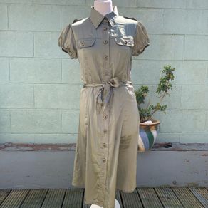 Khaki green shirt dress. Size 12/14