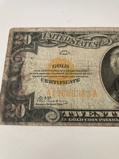 USA 1928 20 Dollars Gold Certificate