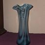 Retro Aqua Blue Ruffled Top Glass Vase Image 3