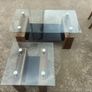 Glass walnut table, 6 chairs and 2 coffee tables Image 4