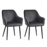 Set of 2 Velvet Dining Chairs with Armrests Green or Grey Image 6