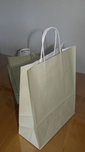 Lot of 10 White eco-friendly craft paper bags with twisted handle top quality size A3 32 x 12 x 41 cm