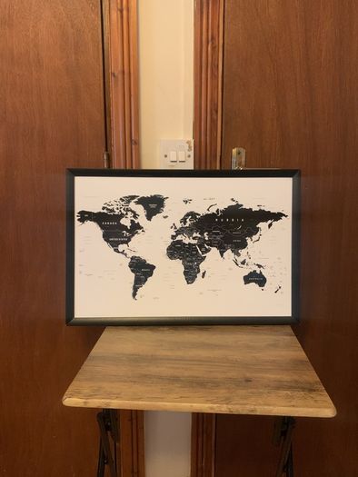 framed world map 60 x 40 cm