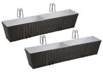 Balcony Trapezoid Rattan Planter Set 80 cm 2 pcs Black