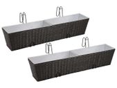 Balcony Trapezoid Rattan Planter Set 80 cm 2 pcs Black