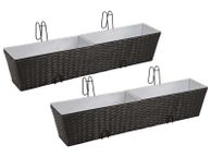 main image for ad Balcony Trapezoid Rattan Planter Set 80 cm 2 pcs Black