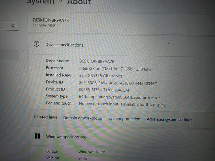 Dell Latitude 7450 14" (2024) | Intel Core Ultra 7 165U | 32GB RAM | 512GB SSD | Win 11 Pro