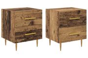 Bedside Cabinet with Drawer 2 pcs Old Wood 40 x 35 x 47.5 cm