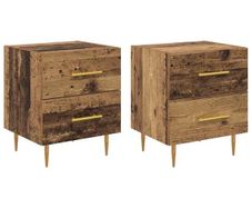 Bedside Cabinet with Drawer 2 pcs Old Wood 40 x 35 x 47.5 cm