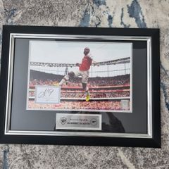 Framed and Personally Signed Arsenal Print By Alexander Lacazette with Certificate of Authentication