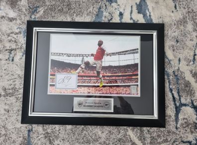 Framed and Personally Signed Arsenal Print By Alexander Lacazette with Certificate of Authentication