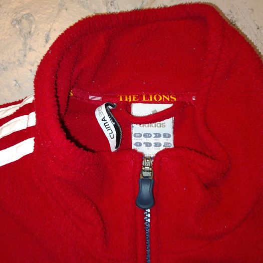 FREE POST Vintage Lions (XL) Rugby Fleece adidas Sweater Sweatshirt Jacket Jumper  British & Irish Britain and Ireland South Africa Tour 2009 HSBC  Red Extra Large 44 46