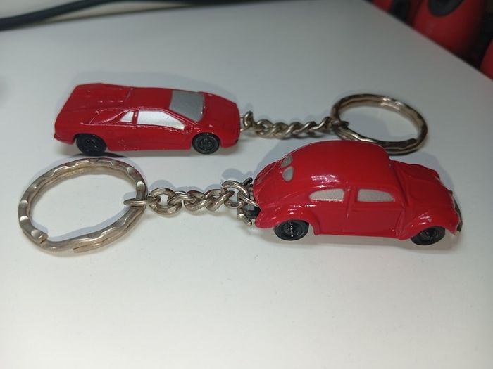 Vintage Diecast Kerico Volkswagen And Lamborghini Red Diecast Keychains Very Good Order