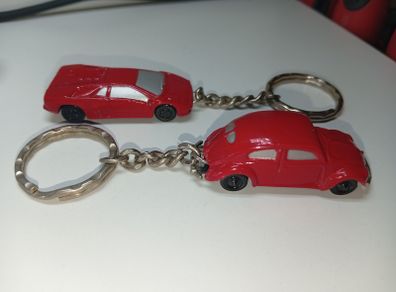 Vintage Diecast Kerico Volkswagen And Lamborghini Red Diecast Keychains Very Good Order