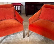 Armchairs - Pair - Oriana B - Burnt Orange Velvet