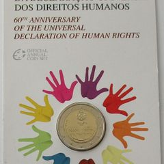 Portugal 2 Euro Commemorative Coin 2008 - Declaration of Human Rights BU. Blister Card.