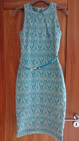 Stunning turquoise and white dress with belt