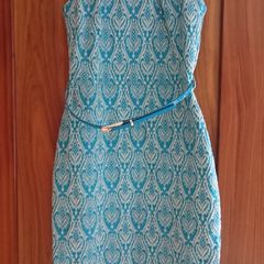 Stunning turquoise and white dress with belt