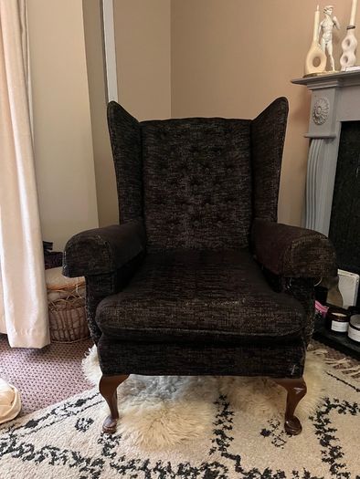 Charcoal Wingback Arm Chair