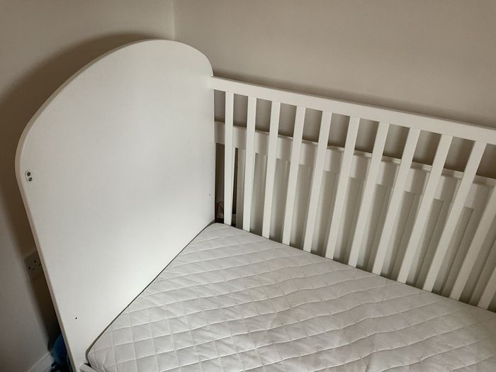 ikea cot bed white , one long drawer ideal for books