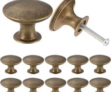 SALE | 12PCS Vintage Cabinet Knobs, Chic Drawer Knobs, Antique Brass Kitchen Cupboard Handles, 30mm Round Furniture Door Knobs