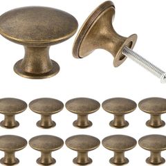 SALE | 12PCS Vintage Cabinet Knobs, Chic Drawer Knobs, Antique Brass Kitchen Cupboard Handles, 30mm Round Furniture Door Knobs