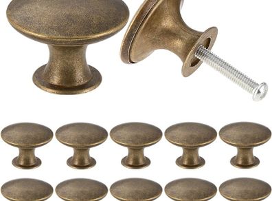 24PCS Vintage Cabinet Knobs, Chic Drawer Knobs, Antique Brass Kitchen Cupboard Handles, 30mm Round Furniture Door Knobs