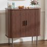 Buffet Storage Cabinet for Living Room, Kitchen Cupboard with Tambour Sliding Door, Storage Unit for Modern Home Dinning Room,Walnut Image 3
