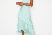 Warehouse Satin Ruffle Dress (UK 12) Brand New