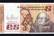 1981 Ireland IR5 Johannes Scotus Erigena Banknote Series B. Note issued 07/05/93. Serial number GKG258137
