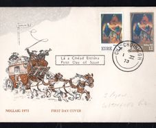 1973 Ireland Christmas Commemorative Stamp Addressed First Day Cover (FDC) with Baile Atha Cliath (Kilkenny) cancel