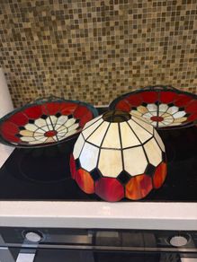 Matching set of 3 Vintage Tiffany style light fittings.