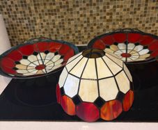 Matching set of 3 Vintage Tiffany style light fittings.