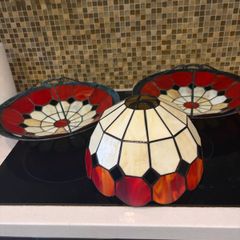 Matching set of 3 Vintage Tiffany style light fittings.