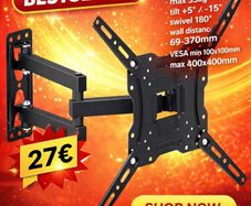 TV Wall Mount Bracket Tilt Swivel 20" - 65" TV