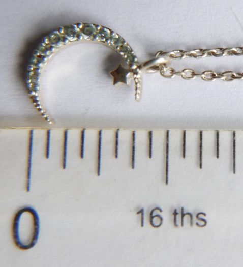 Vintage 925 Sterling Silver Moon and Star Pendant Necklace length 16" - 1,7g