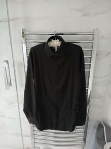 T M LEWIN Black Fitted Shirt Size 16