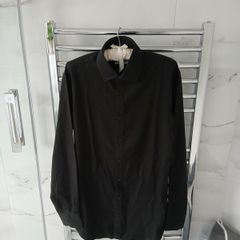 T M LEWIN Black Fitted Shirt Size 16