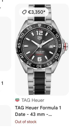 tag heuer formula 1 ,43mm calibre 5 Automatic