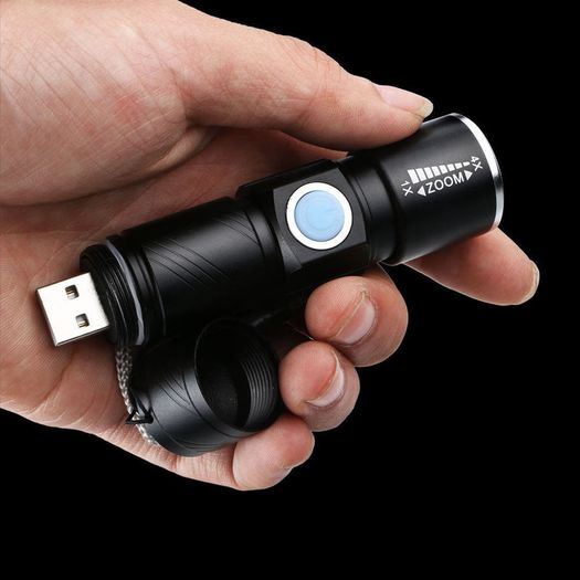Mini Q5 LED 1000LM USB Rechargeable Zoom Flashlight Flash Torch Lamp Light Walking 3 Modes