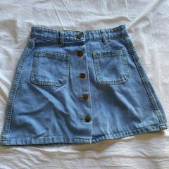 A line denim skirt