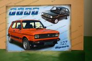 Fiat 127 sport sign, Fiat metal tin sign, classic car sign